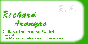 richard aranyos business card